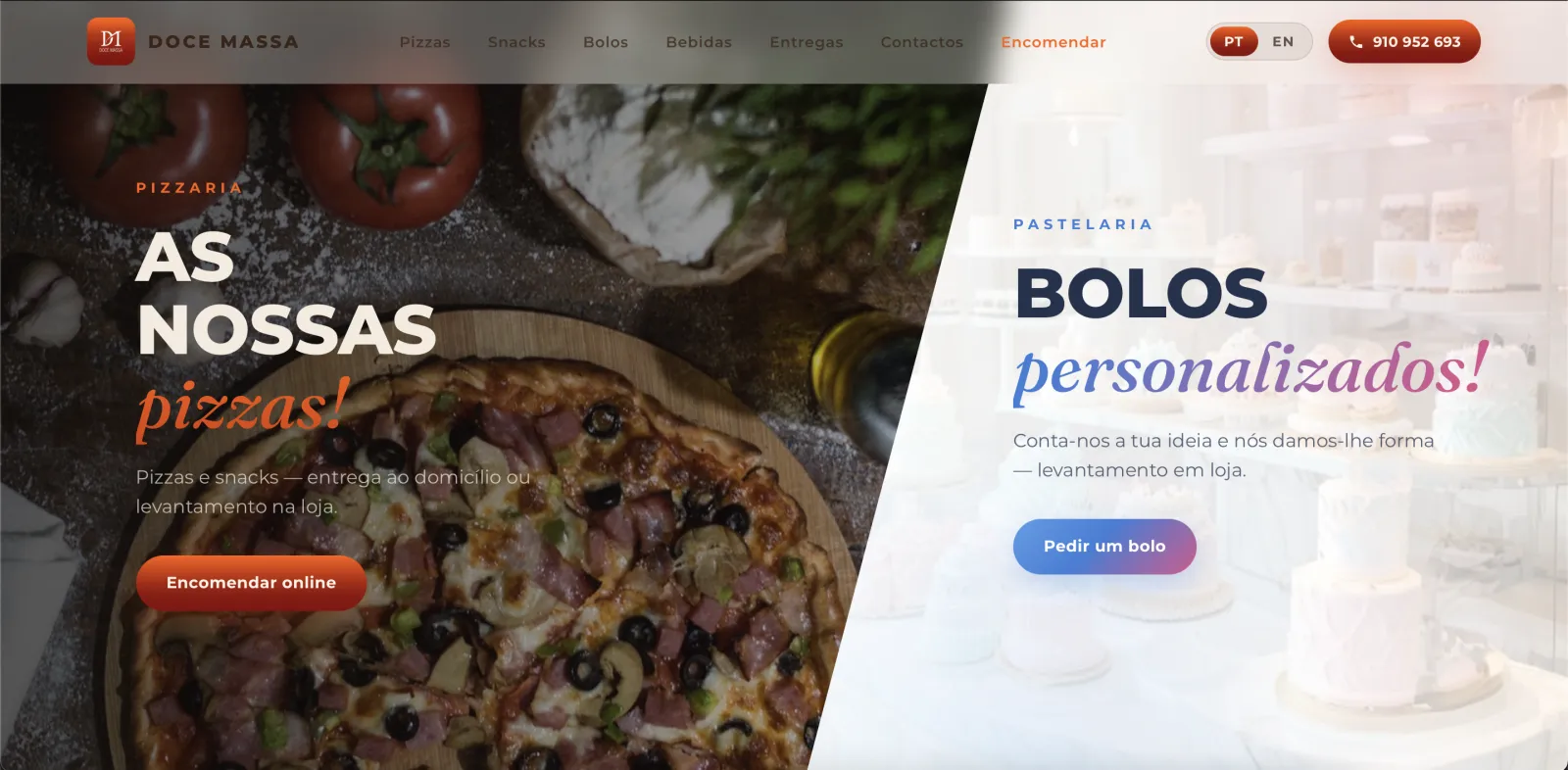 Doce Massa — hero do website