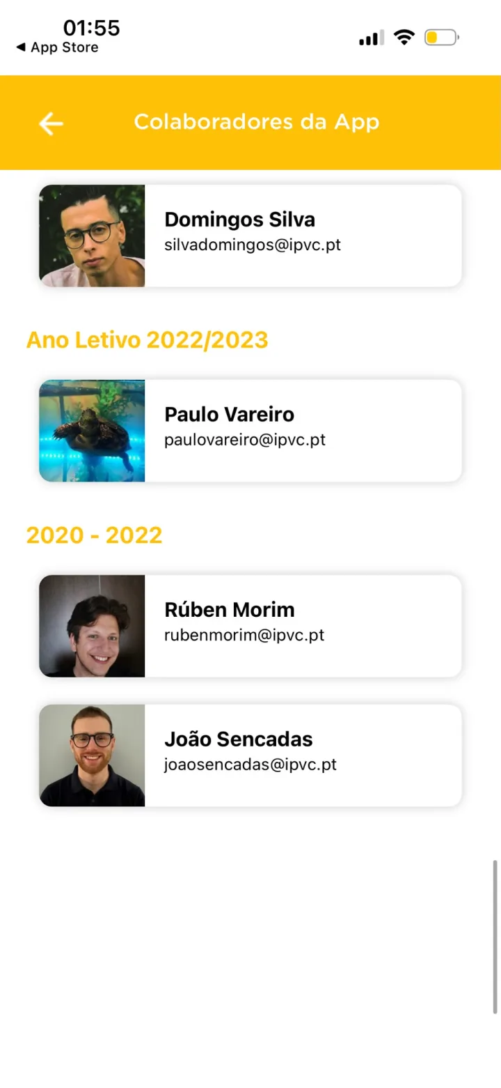 myIPVC — colaboradores da app, incluindo Domingos Silva